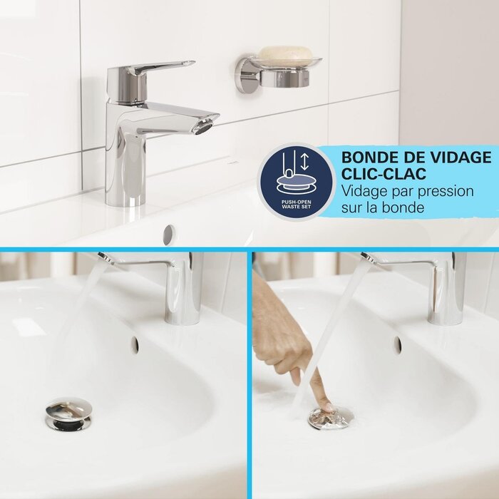 Mitigeur lavabo noir mat 19 cm, économiseur d'eau, -34% de remise