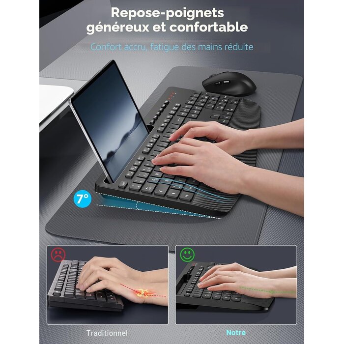 Ensemble clavier souris sans fil QWERTZ ergonomique - 31% de remise