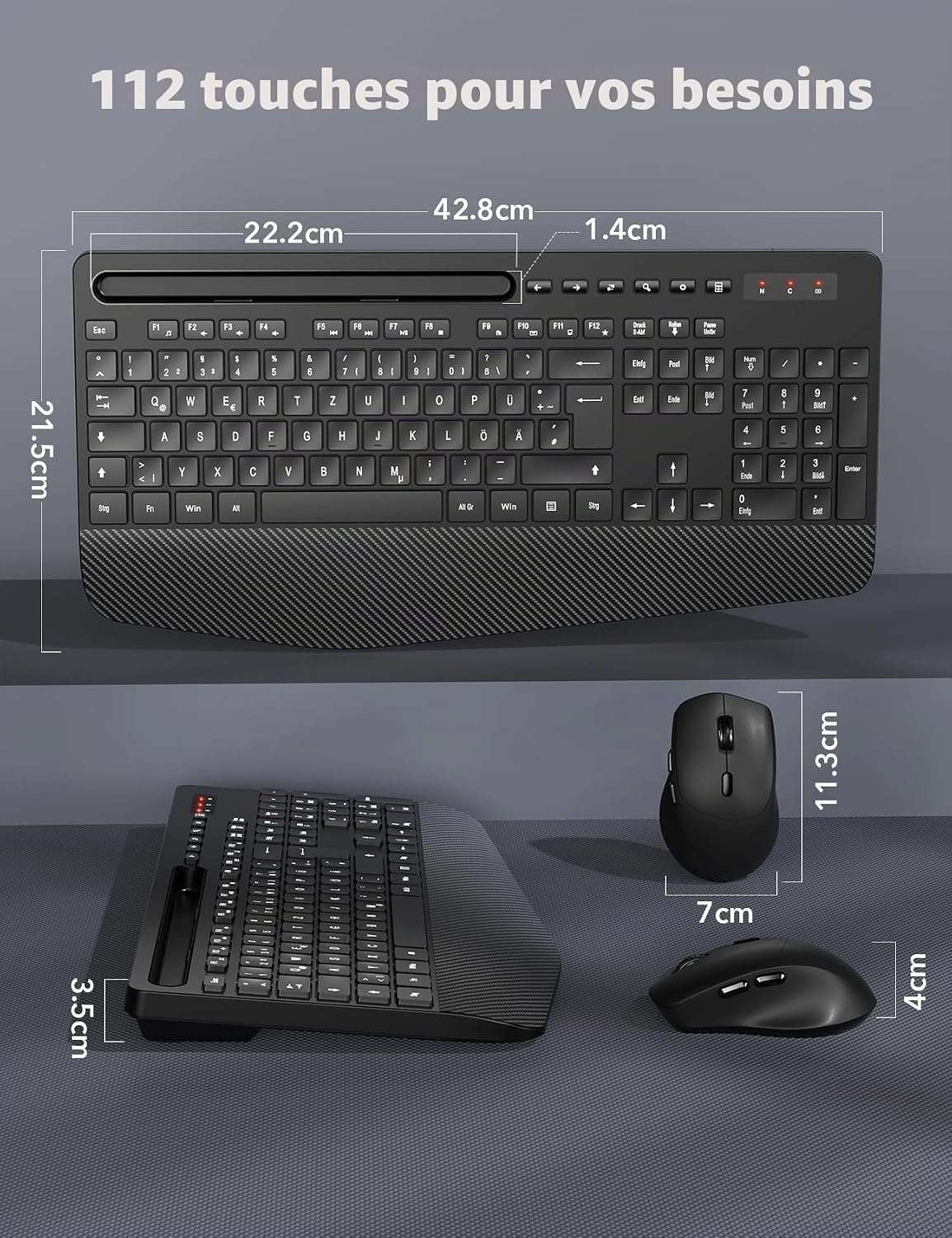 Ensemble clavier souris sans fil QWERTZ ergonomique - 31% de remise