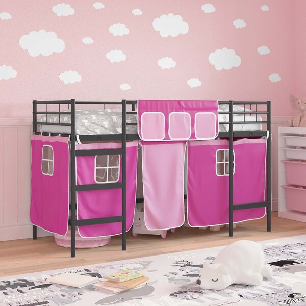 Lit mezzanine enfant Noir et Rose 90x190cm - 35% de remise