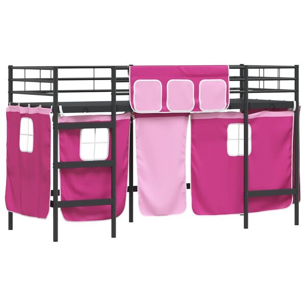 Lit mezzanine enfant Noir et Rose 90x190cm - 35% de remise