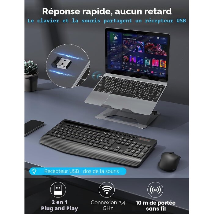 Ensemble clavier souris sans fil ergonomique - 31% de remise
