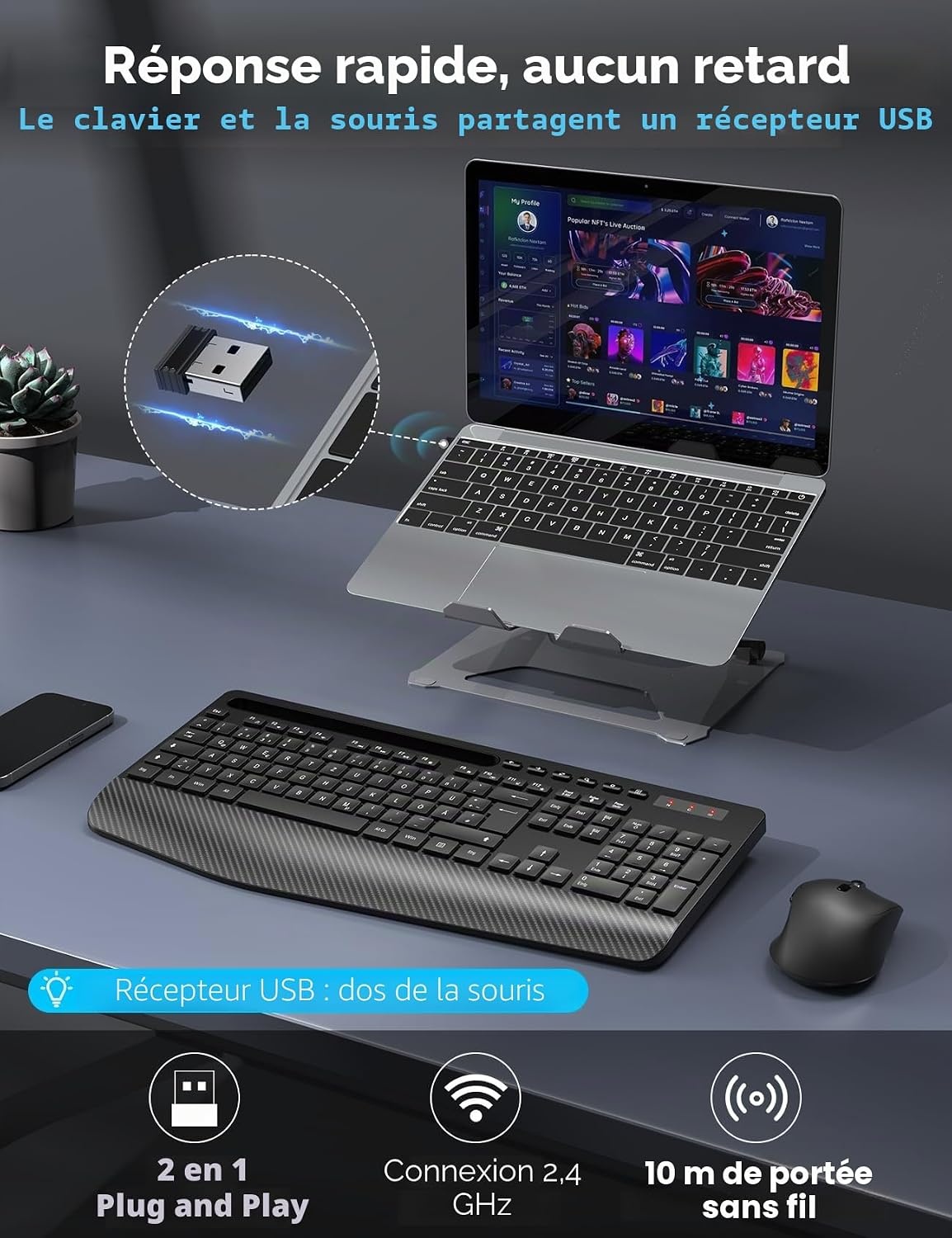 Ensemble clavier souris sans fil ergonomique - 31% de remise
