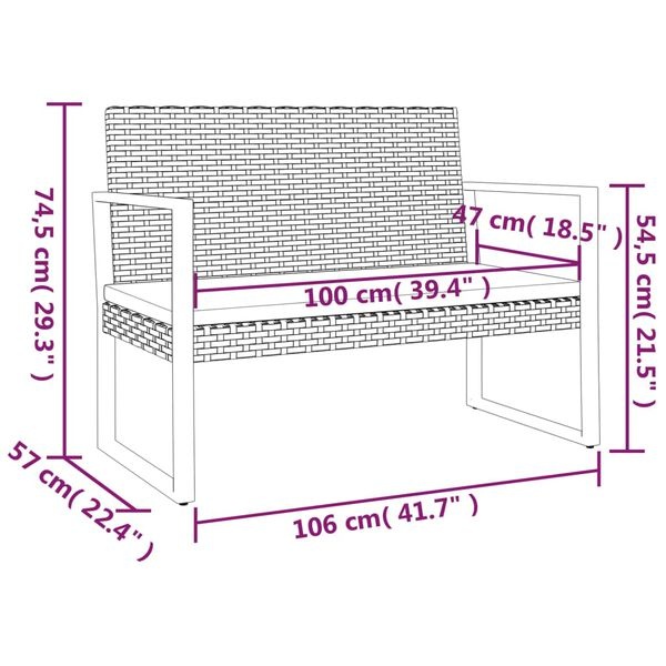 Banc de jardin en résine tressée noire 106 cm - 34% de remise