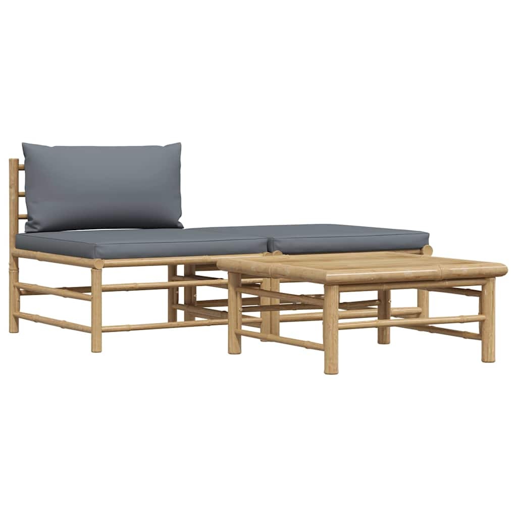 Salon de jardin 3 pièces en bambou - Gris foncé - 35% de remise