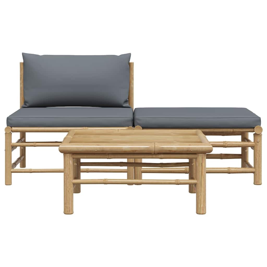 Salon de jardin 3 pièces en bambou - Gris foncé - 35% de remise