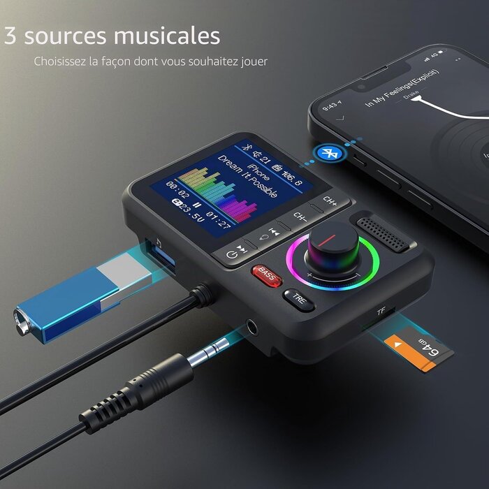 Transmetteur FM Bluetooth avec écran - 31% de remise