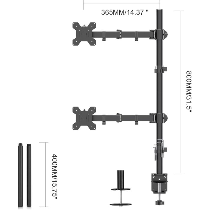Support double moniteur articulé, mât 80cm - 34% de remise
