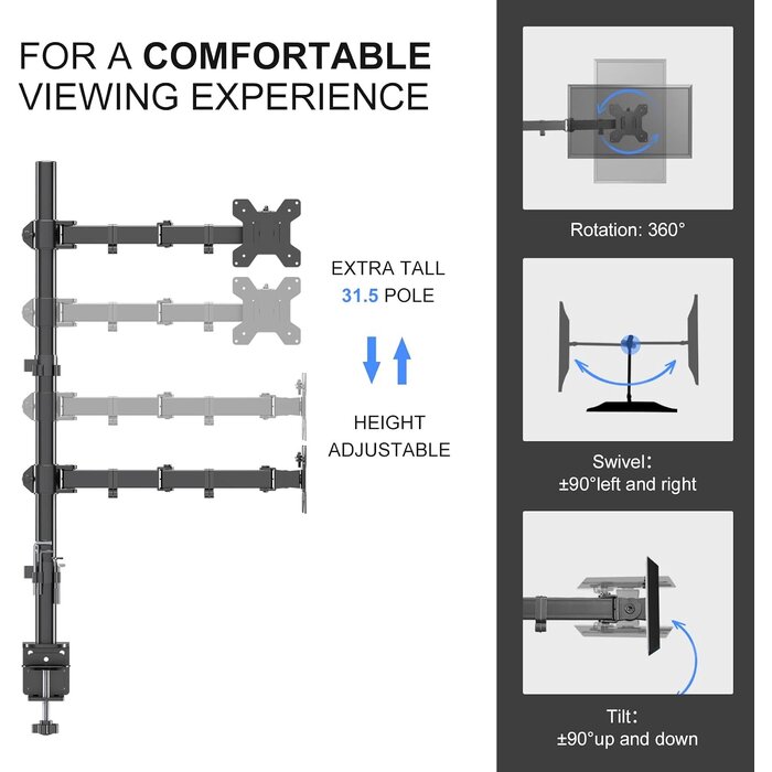 Support double moniteur articulé, mât 80cm - 34% de remise
