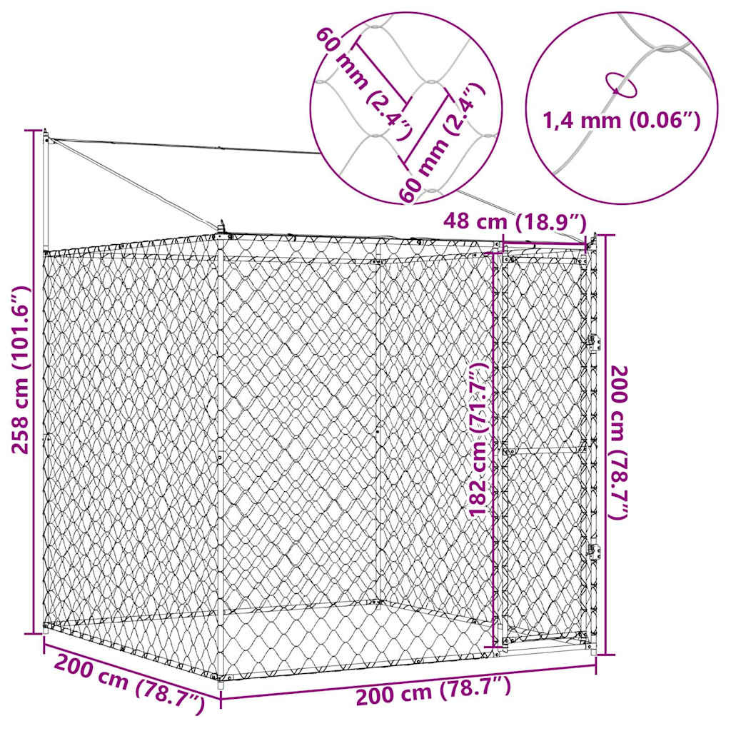 Grand chenil extérieur 200x200x258 cm - Acier robuste - 35% de remise
