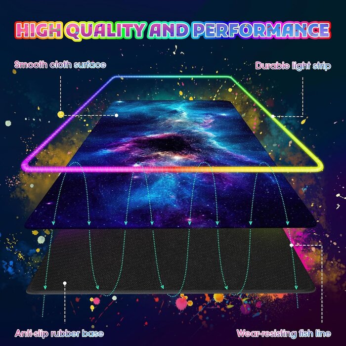 Tapis de souris gaming XXL Galaxy RGB - 31% de remise