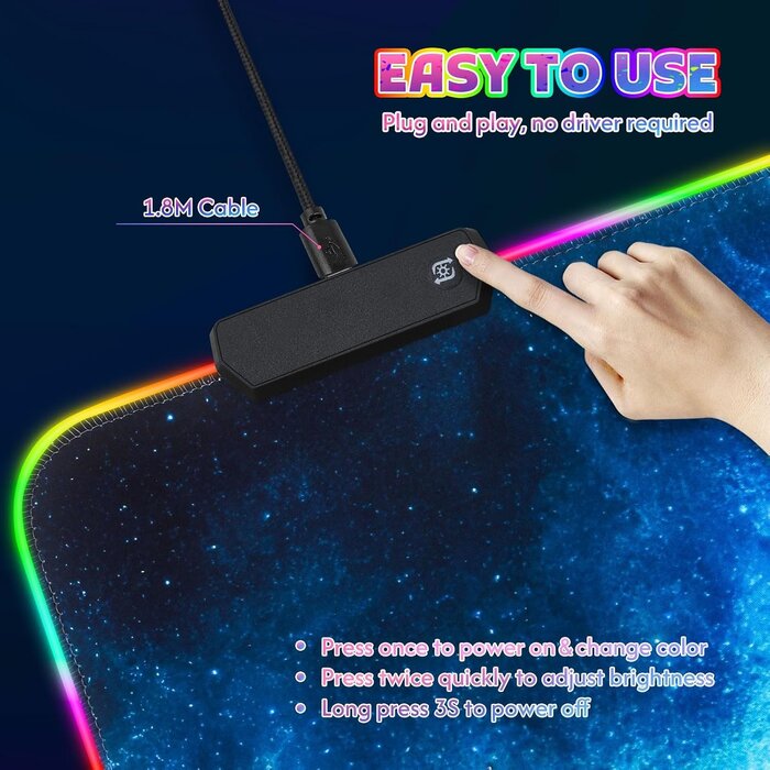 Tapis de souris gaming XXL Galaxy RGB - 31% de remise