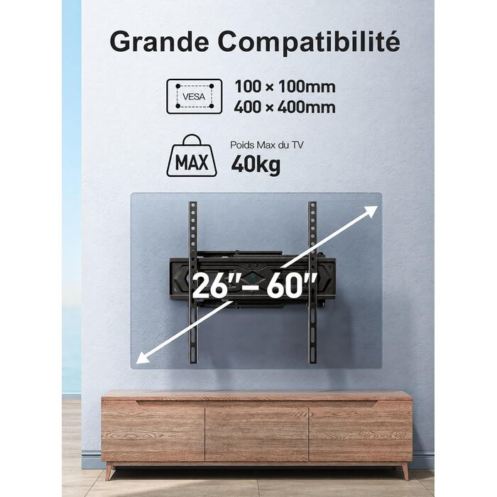 Support Mural TV Articulé 26-60 pouces - 27% de remise