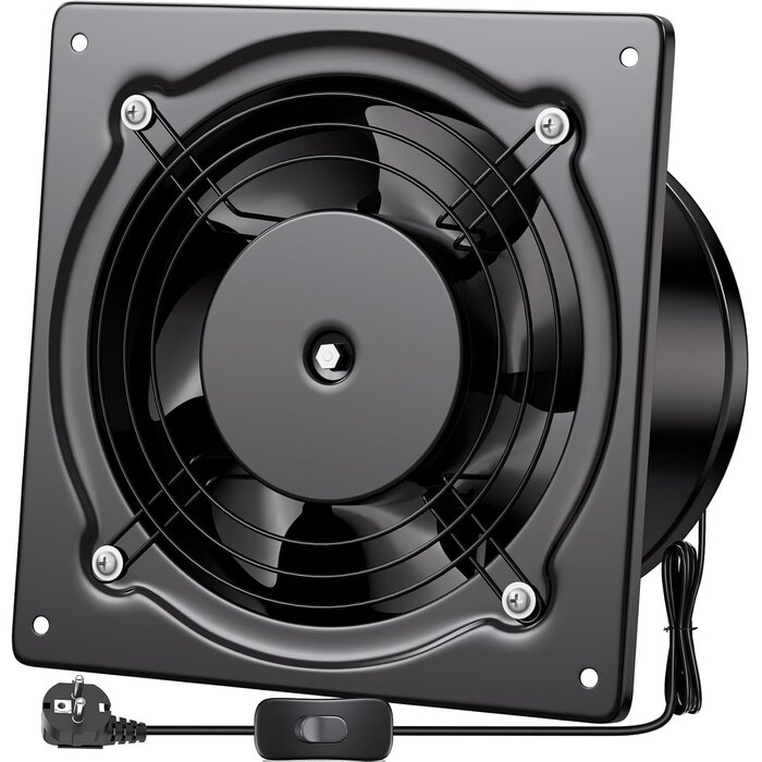 Extracteur d'air mural 250 mm 1680 m³/h - Noir - 34% de remise