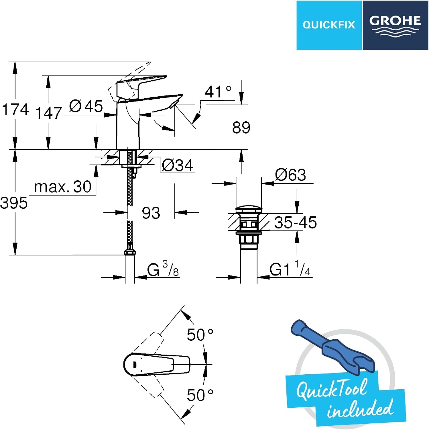 Mitigeur de lavabo 15 cm chromé - 34% de remise