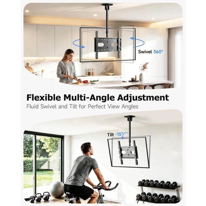 Support plafond TV 26-49 pouces réglable et rotatif - 33% de remise