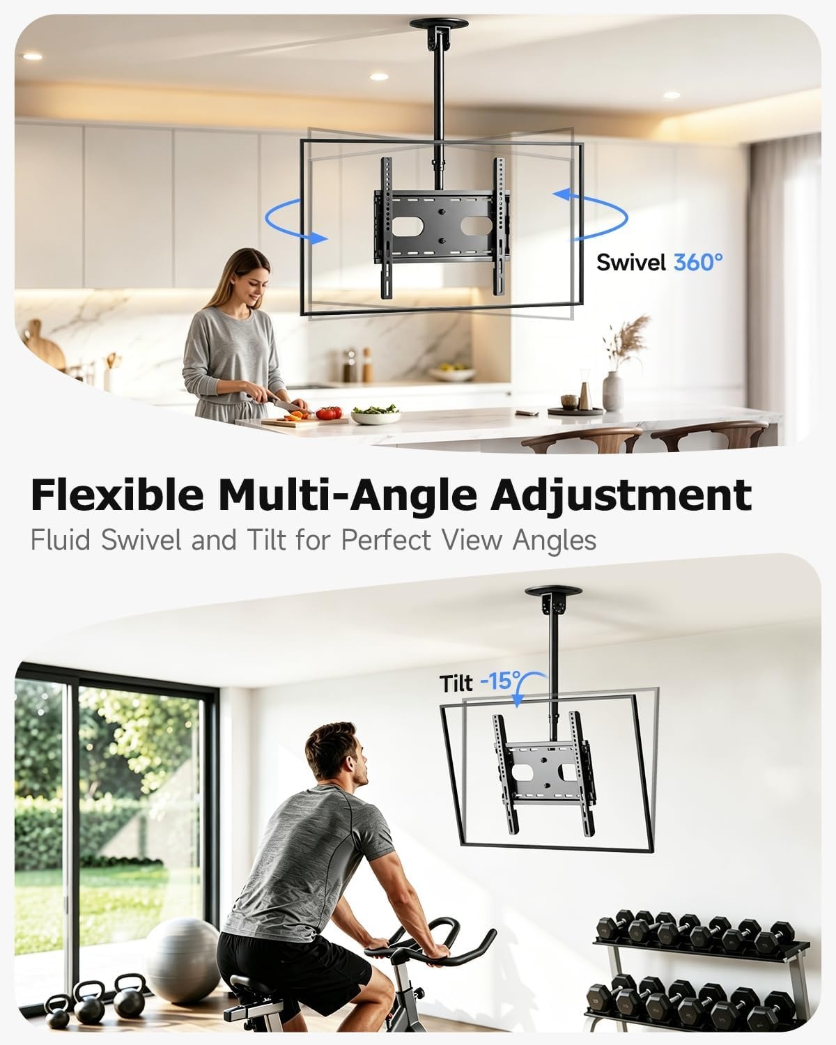 Support plafond TV 26-49 pouces réglable et rotatif - 33% de remise