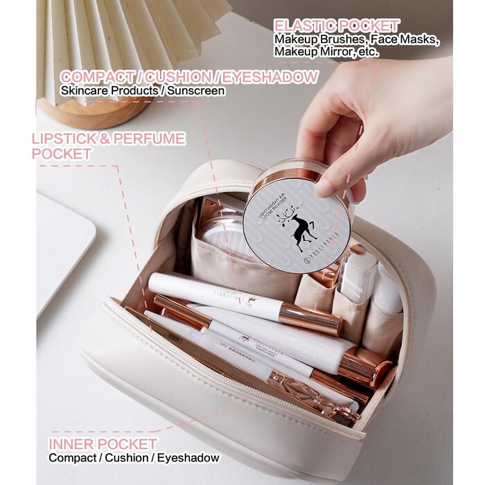 Trousse de maquillage rose en cuir PU - 19x14x8 cm - 27% de remise