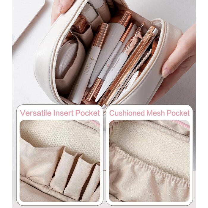 Trousse de maquillage organisatrice rose à carreaux - 27% de remise