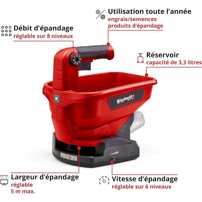 Einhell Épandeur universel 18V 3,3L - 33% de remise - Précis et ergonomique