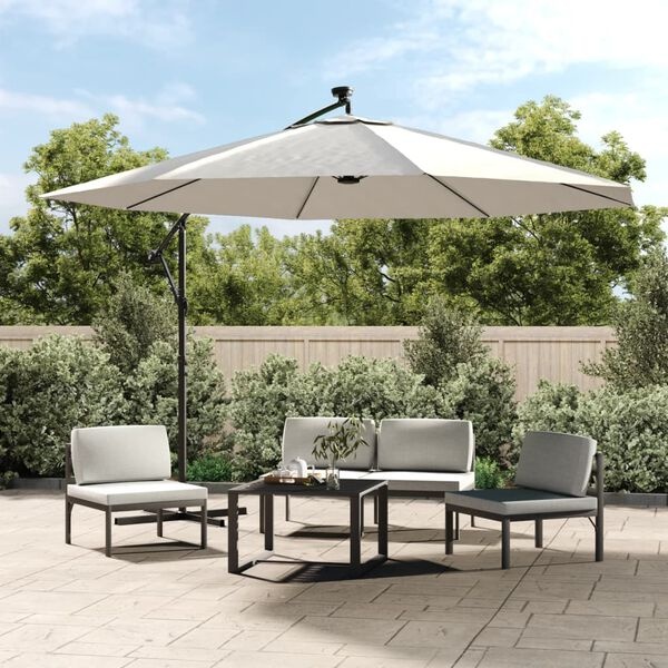 Vidaxl Parasol déporté 350cm LED couleur sable - 35% de remise