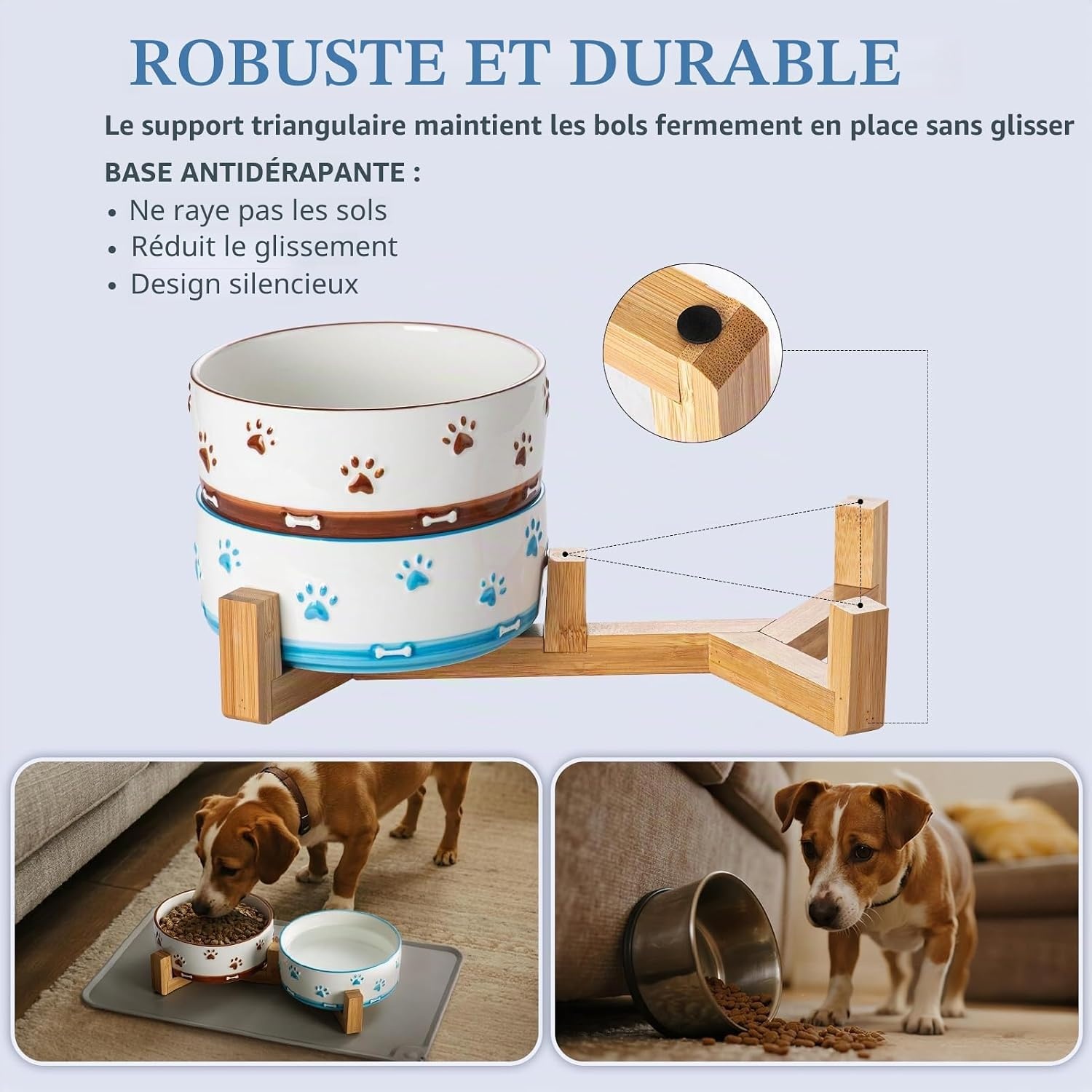 Lot de 2 gamelles en céramique avec support bois - 26% de remise