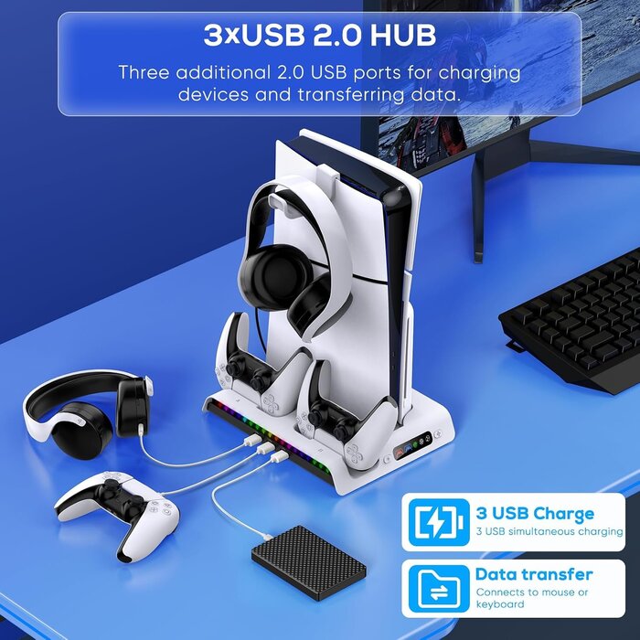 Station de refroidissement PS5 Slim avec chargeur et RGB - 31% de remise