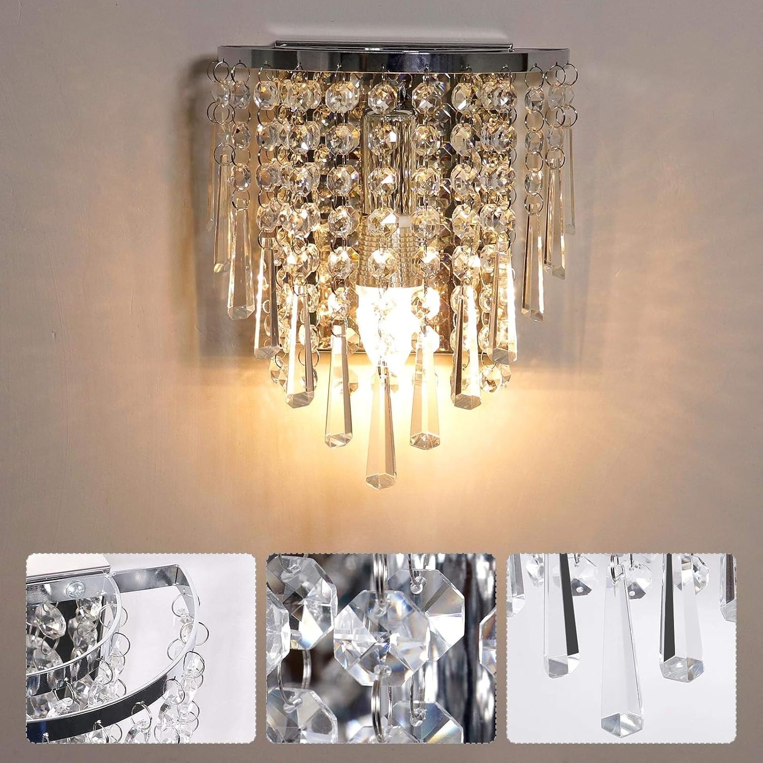 Applique murale cristal K9 anneau chromé - 31% de remise