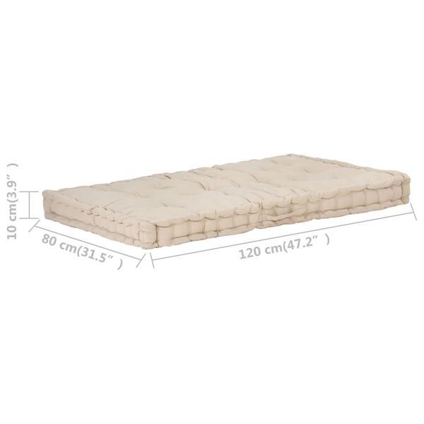 Coussin de sol pour palette 120x80 cm beige - 35% de remise