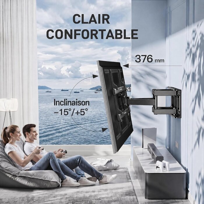 Support mural TV articulé 37-85 pouces - 33% de remise