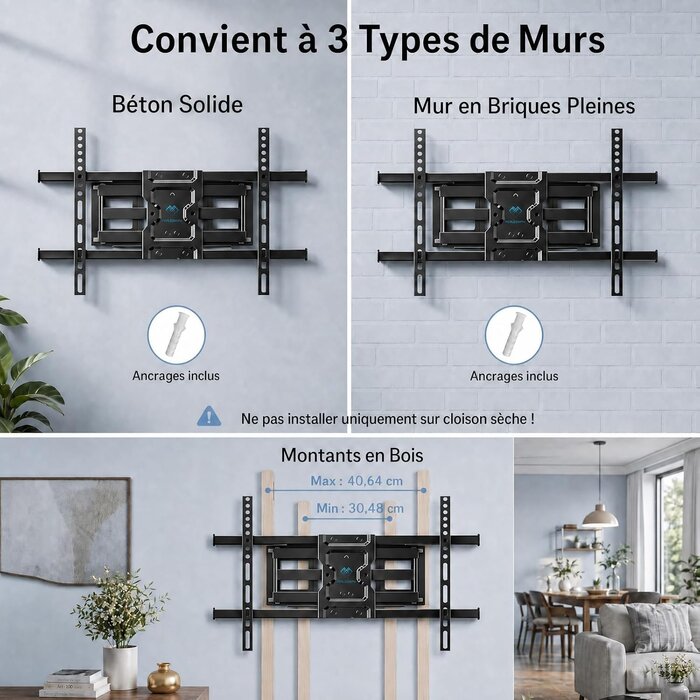 Support mural TV articulé 37-85 pouces - 33% de remise