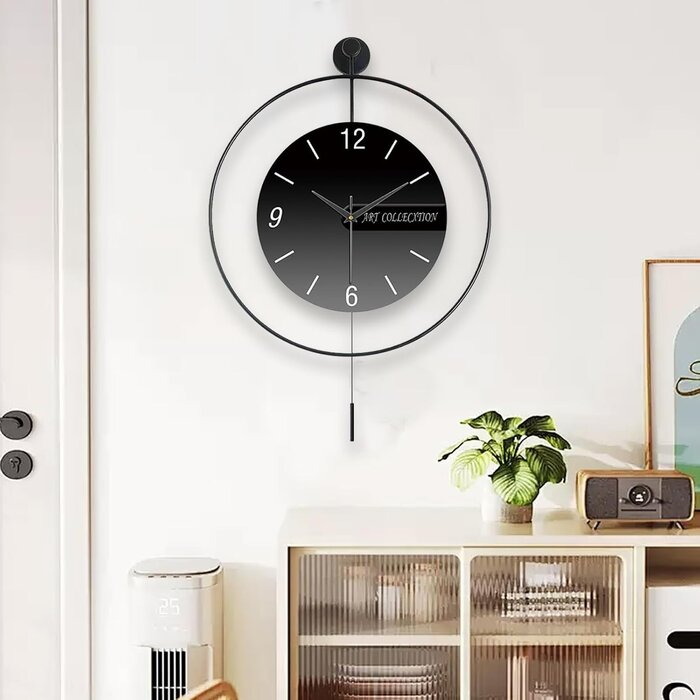 Horloge murale design avec balancier 50x70 cm noire - 33% de remise