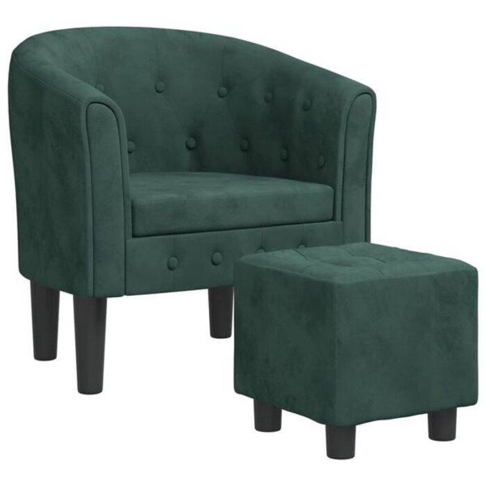 Fauteuil cabriolet et repose-pieds velours vert foncé - 35% de remise