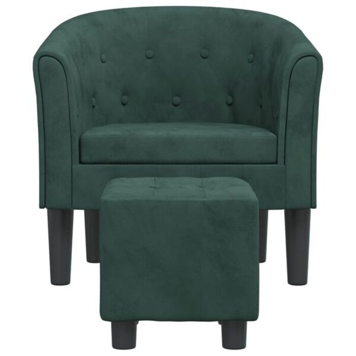 Fauteuil cabriolet et repose-pieds velours vert foncé - 35% de remise