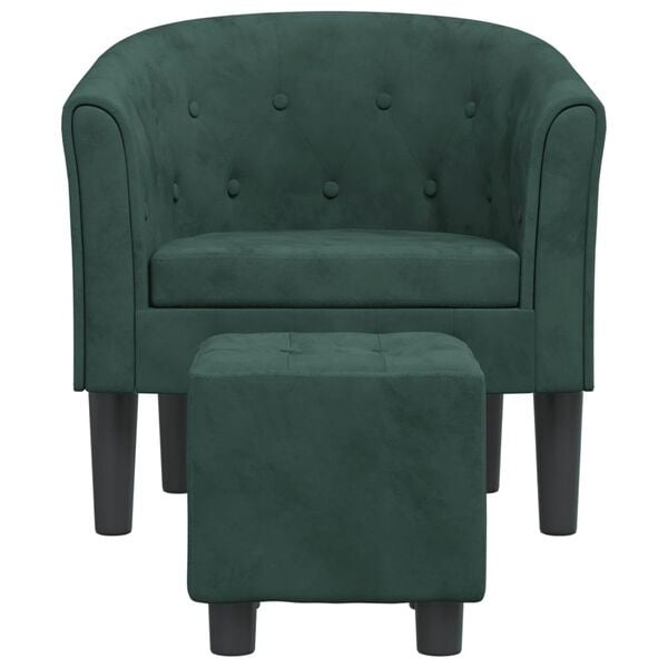 Fauteuil cabriolet et repose-pieds velours vert foncé - 35% de remise