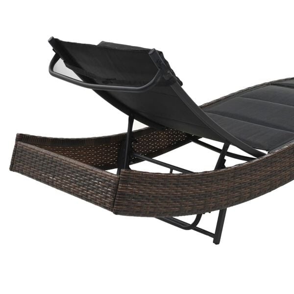 Bain de soleil rotin et textilène 213x70cm - 35% de remise