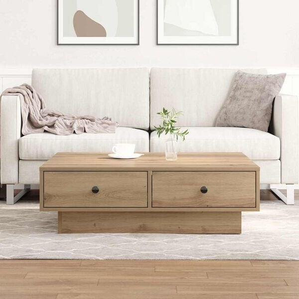 Table basse moderne chêne artisan 90x90cm - 35% de remise