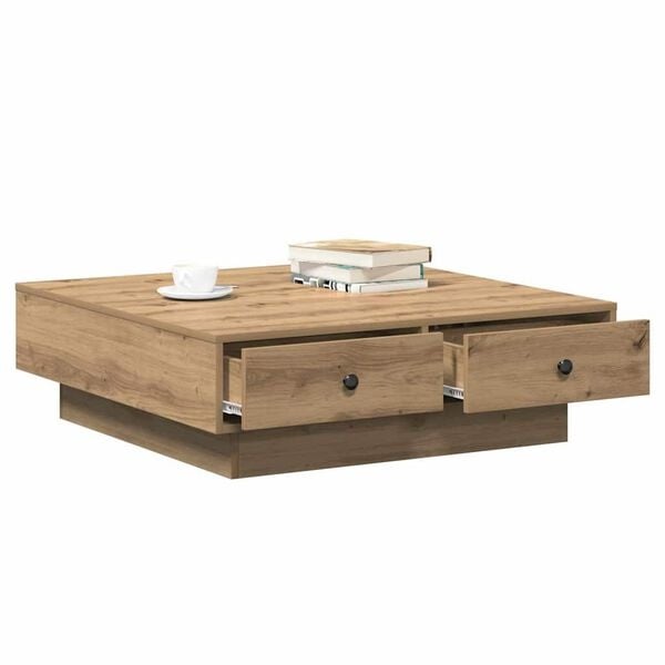 Table basse moderne chêne artisan 90x90cm - 35% de remise