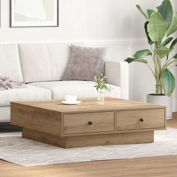 Table basse moderne chêne artisan 90x90cm - 35% de remise