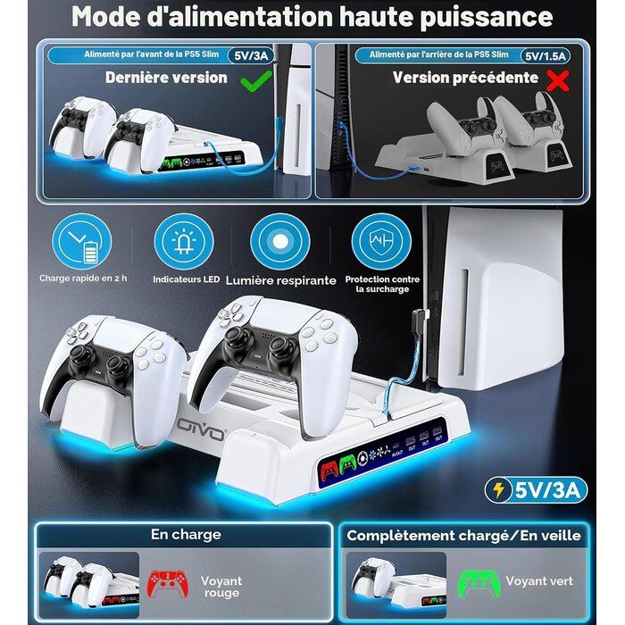 Station de refroidissement PS5 avec chargeur - 32% de remise - Blanc