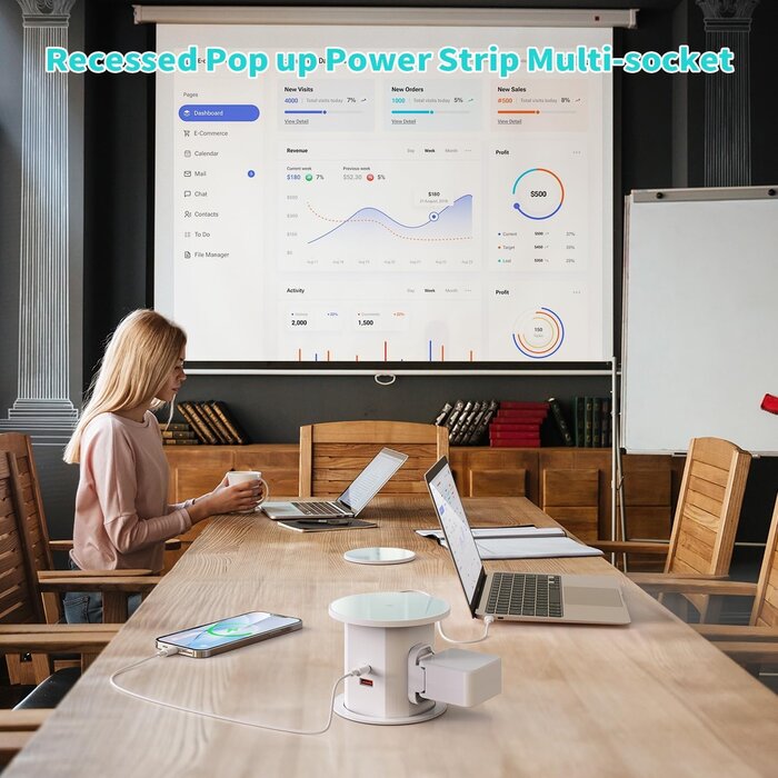 Bloc multiprise encastrable escamotable - 34% de remise - 2 prises + USB-C/A
