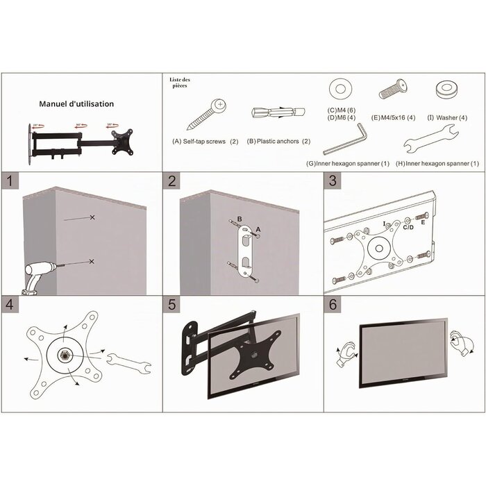 Support mural TV 10-32 pouces inclinable et orientable - 31% de remise