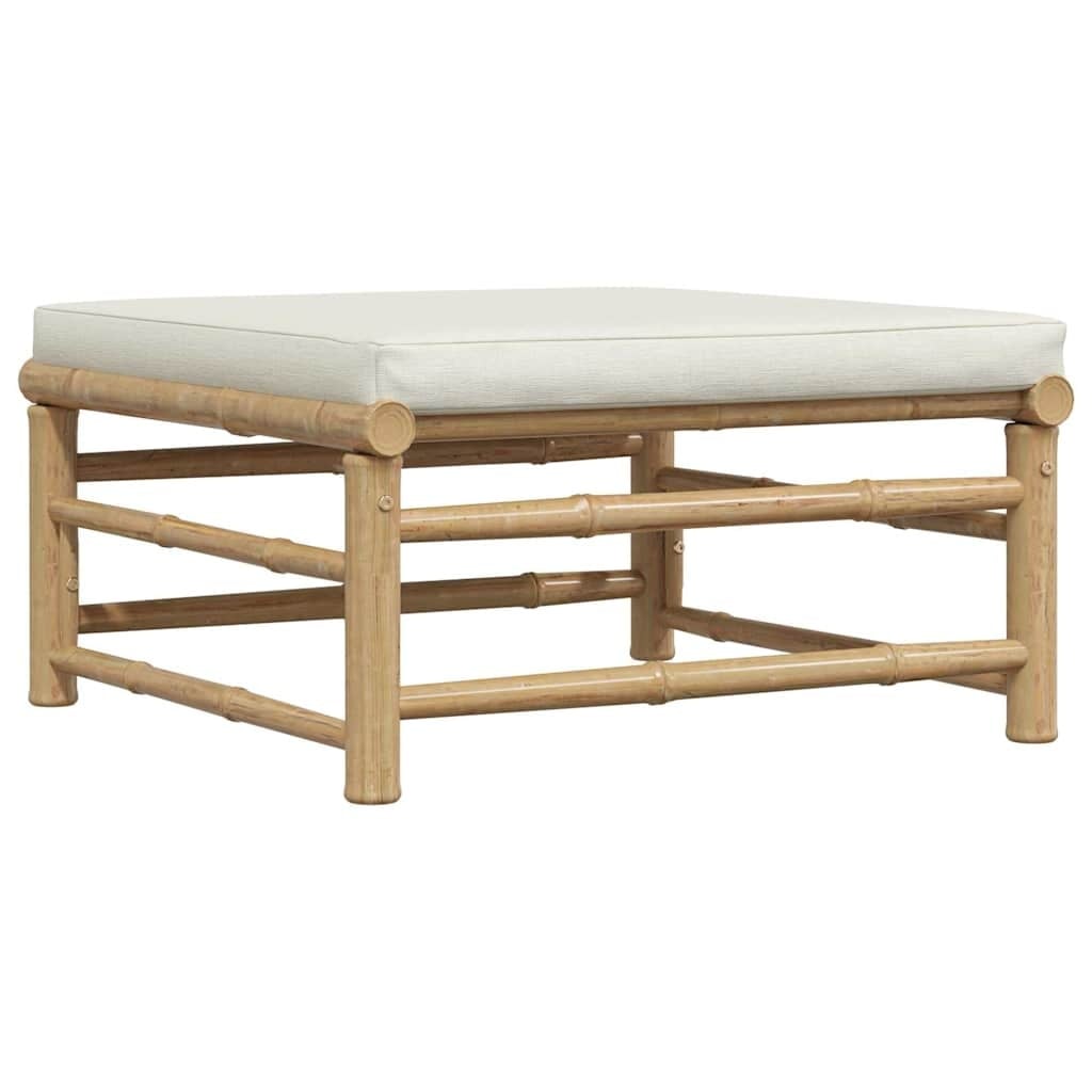 Ensemble salon de jardin 3 pièces bambou crème - 35% de remise