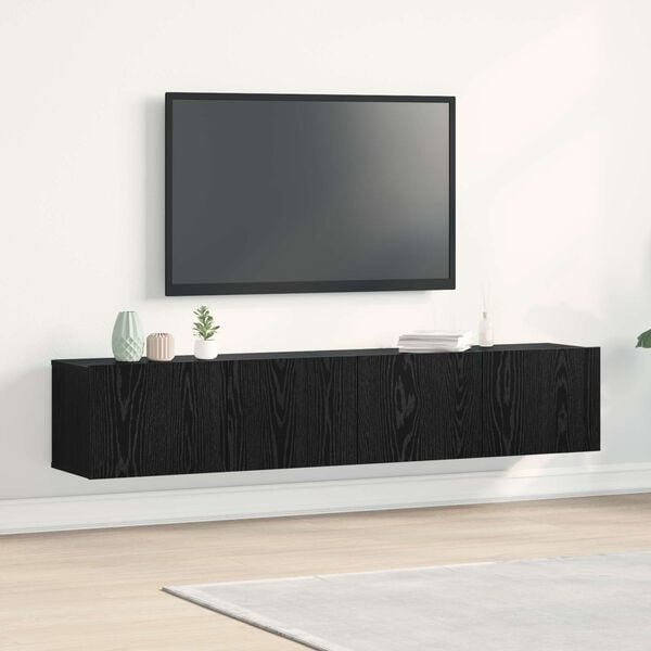 Meuble TV mural chêne noir - 2 unités - 34% de remise