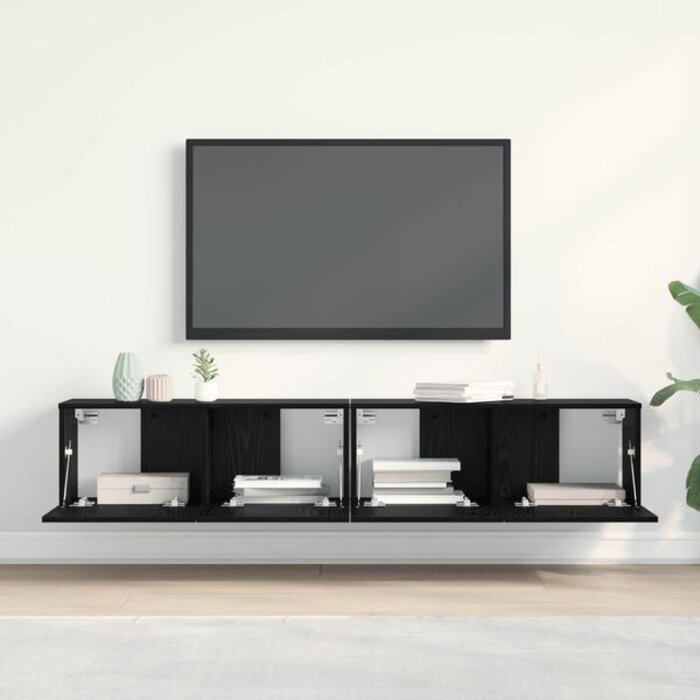 Meuble TV mural chêne noir - 2 unités - 34% de remise