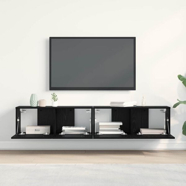 Meuble TV mural chêne noir - 2 unités - 34% de remise
