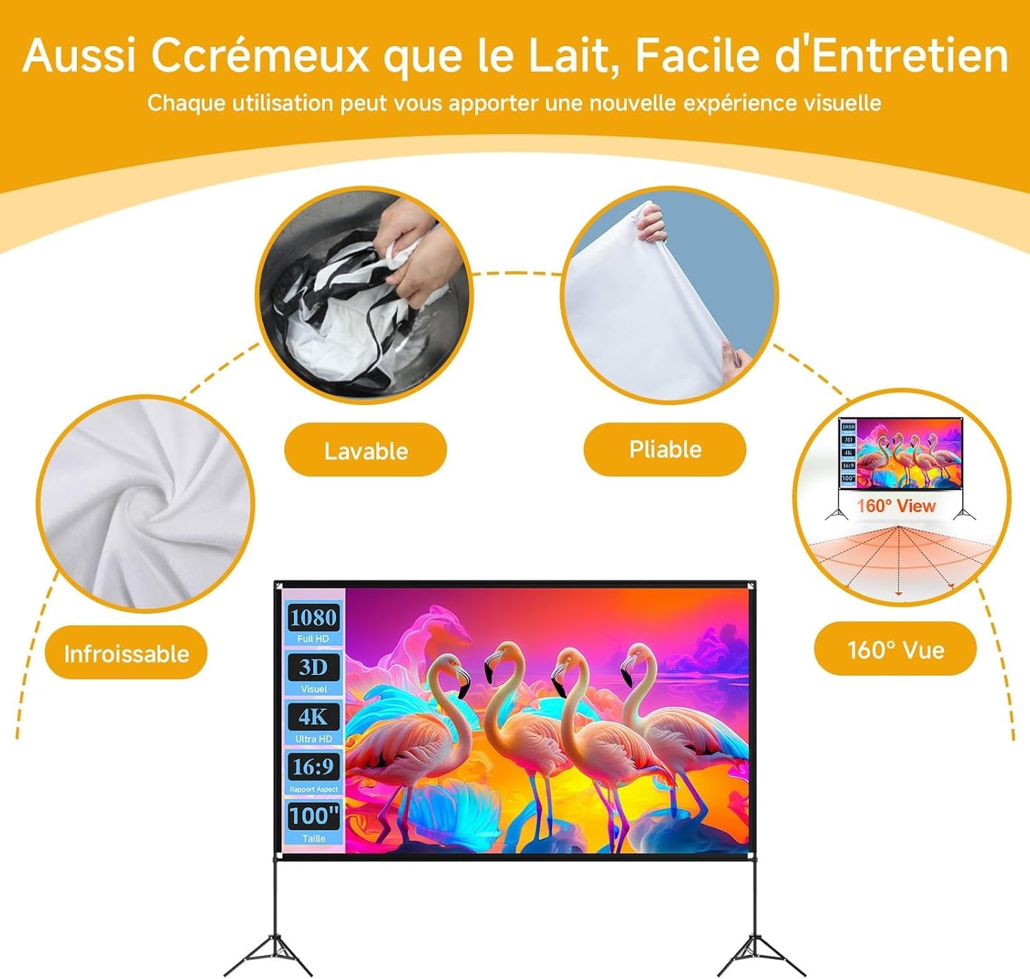 Écran de projection 100 pouces avec trépied - 34% de remise