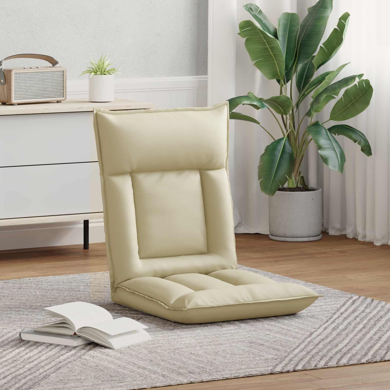 Chaise de sol réglable en similicuir crème - 34% de remise