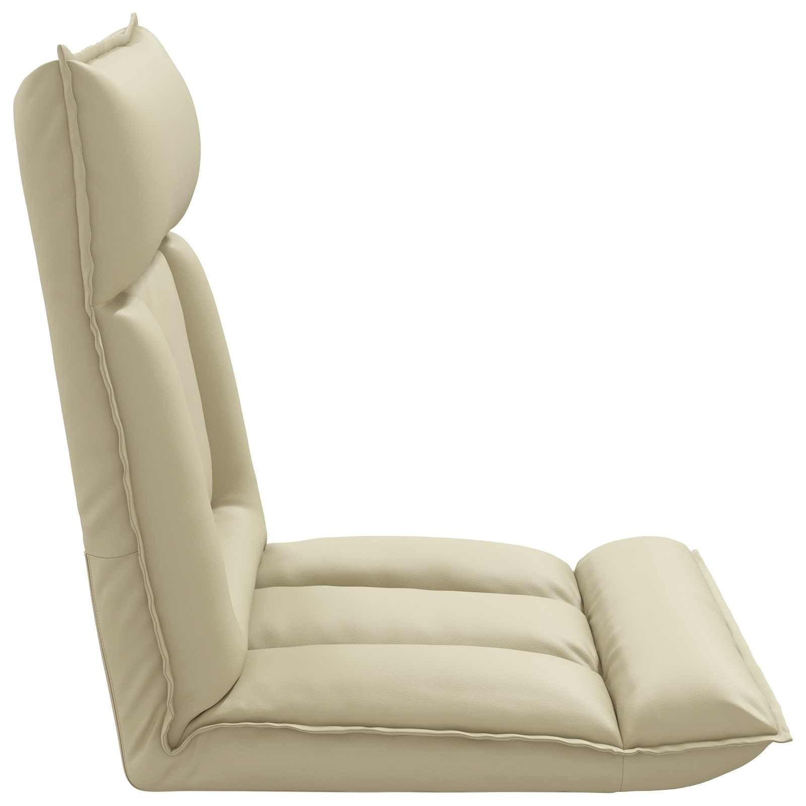 Chaise de sol réglable en similicuir crème - 34% de remise