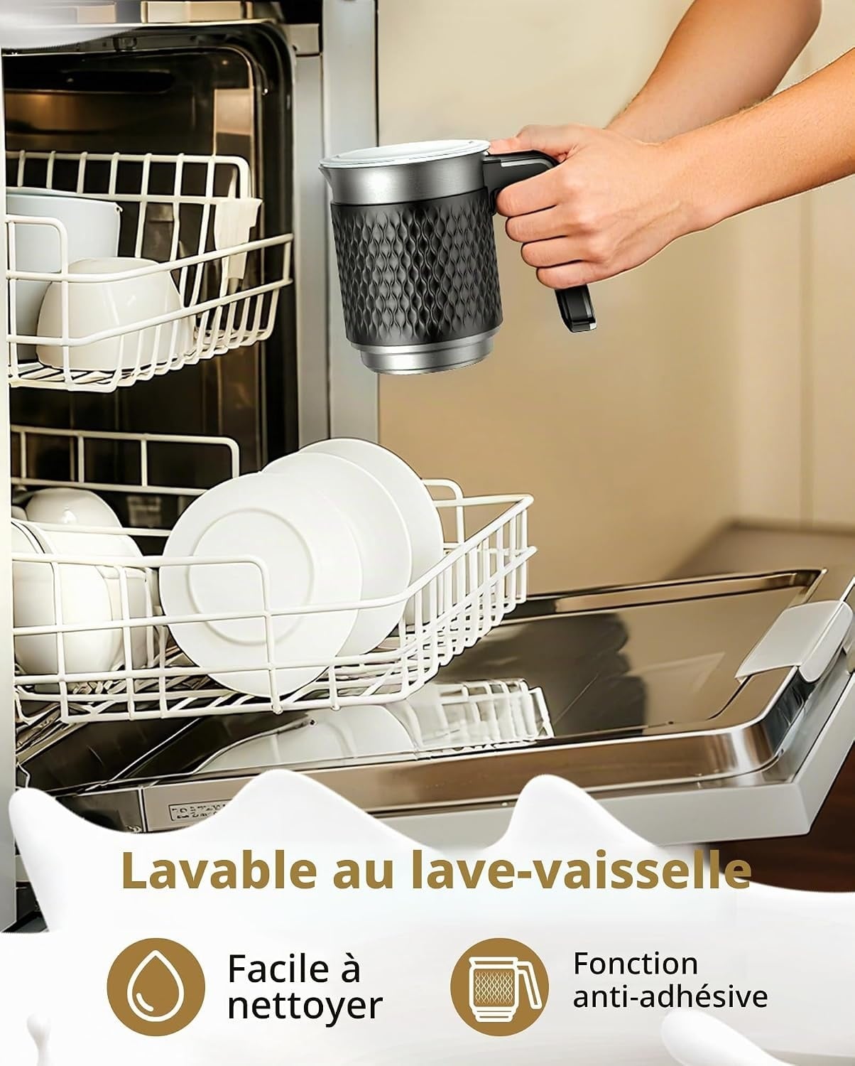 Mousseur à lait électrique 5-en-1 - 33% de remise - Noir